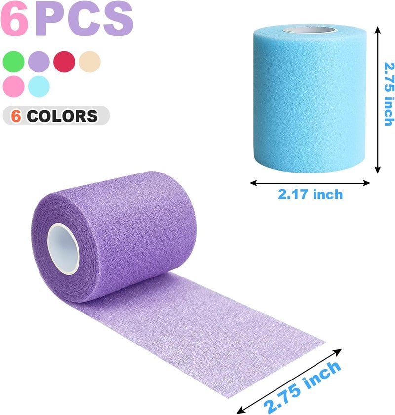 DE Prewrap Athletic Tape,6 Roll Pre wrap Headbands for Hair Soccer,Foam Underwrap Sports Wrap for Ankles Wrists Hands Knees Elbows 2.75 Inches X 12 Yards - Image 3